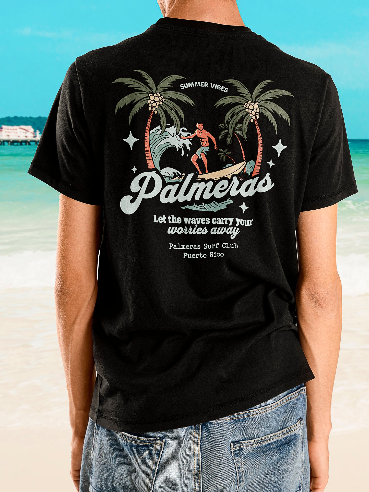 Summer Vibes Tee (Black Edition) - Palmeras Surf Club