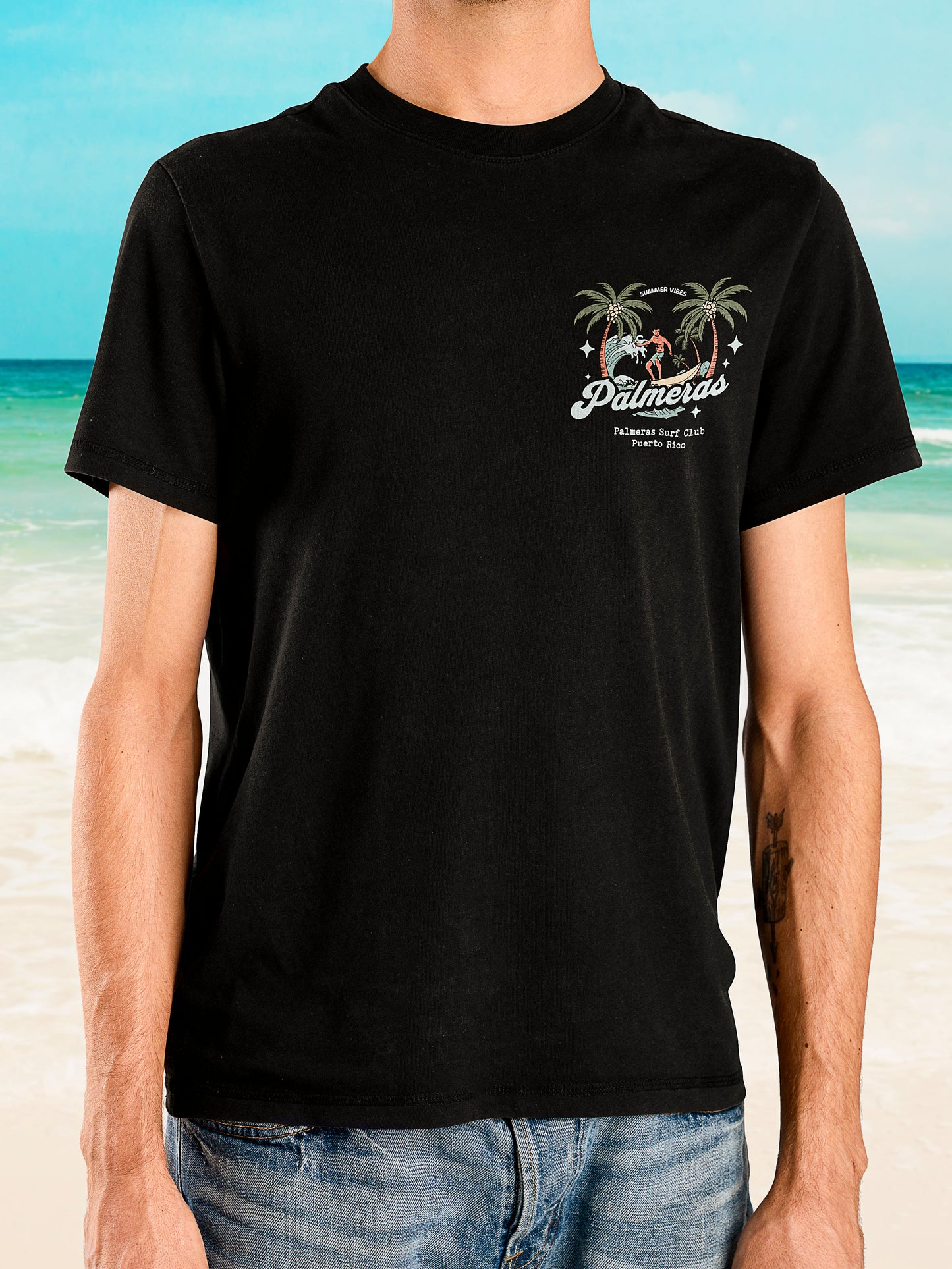 Summer Vibes Tee (Black Edition) - Palmeras Surf Club